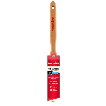 Wooster 1" Angle Sash Soft, Black China Bristle, Paint Brush, Sealed Maple Wood Handle Z1293